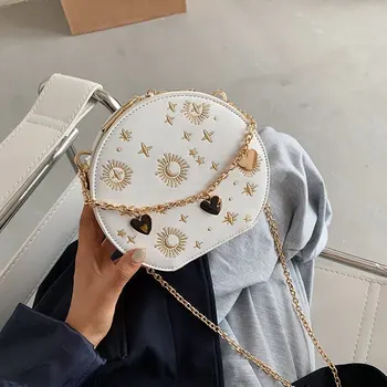 

Embroidery Simple Mini Chain Women Bags PU Leather Star Crossbody Bags for Women 2020 Summer Fashion Sweet Shoulder Handbags