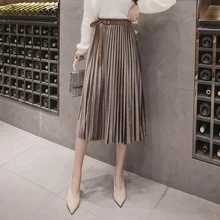 Плиссированные юбки с бантом; бархатная юбка; большие Джокер; длинные юбки; юбка