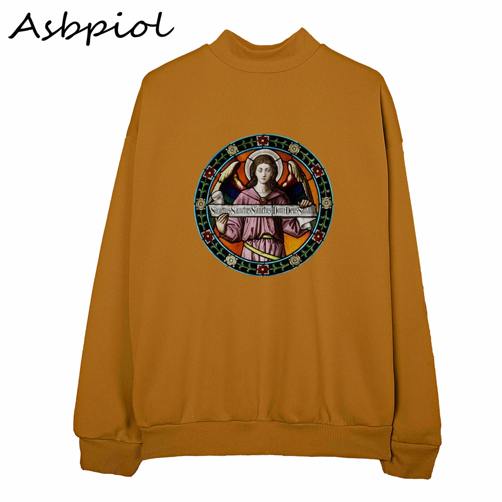 Ретро пуловер в римском стиле женские зимние Бархатные теплые толстовки с