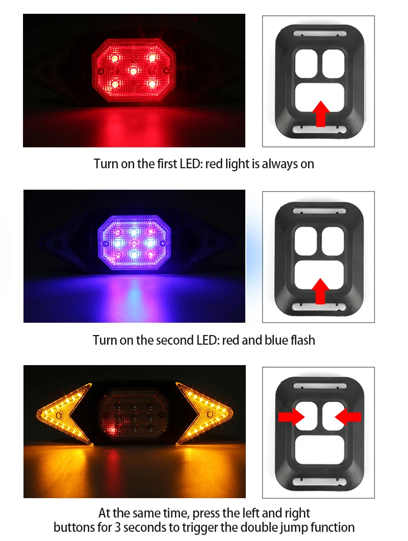LED Bicycle USB Indicator Bike Rear Tail Laser Turn Signal Light Wireless Remote 
