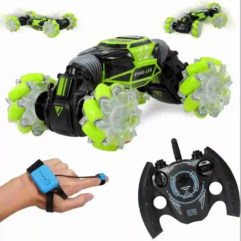 

New 2.4ghz 4wd Rc Stunt Car Gesture Sensor Control Car Off Road Car With LED Light Music Deformable Car Toys For Chlidren