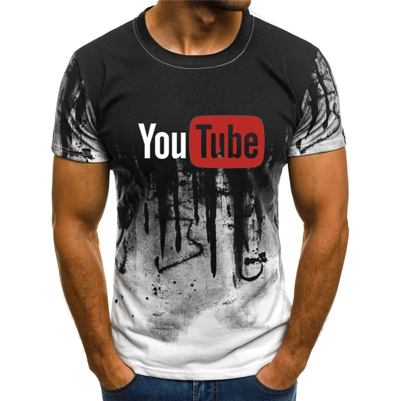 Новая летняя забавная Мужская футболка с 3D принтом YouTube для брендовая детей