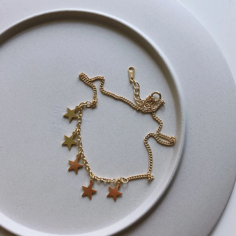 Louleur 925 пробы серебряный браслет на лодыжку звезда романтическая элегантная цепь Шарм золотые браслеты на щиколотку для женщин Мода Лето ноги ювелирные изделия подарки