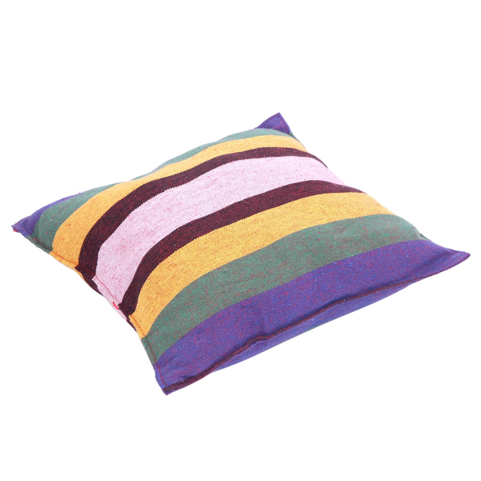 Outdoor Hammock Swing Chair with Pillow and Wooden Stick Hanging Swing Chair Portable Canvas Swing Travel Camping Lazy Chair