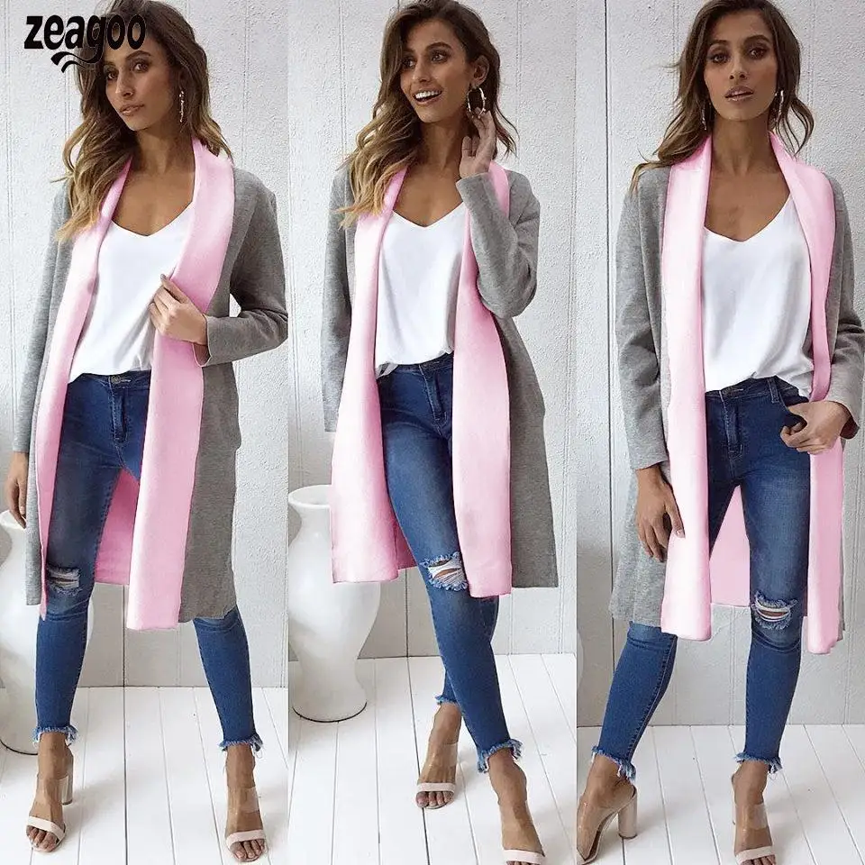 

Women Casual Lapel Contrast Color Patchwork Casual, Street, Party, etc Mid Long Spring, Autumn Duffle Coat