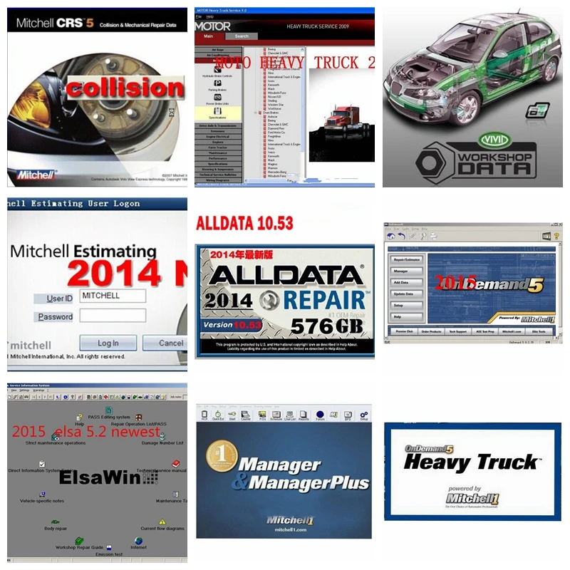 

2024 hot Alldata V10.53 and OD5 Auto repair Software AutoData 3.38+All data+mi..ll 2015+ElsaWin+Vivid+atsg 24 in 1tb HDD USB 3.0