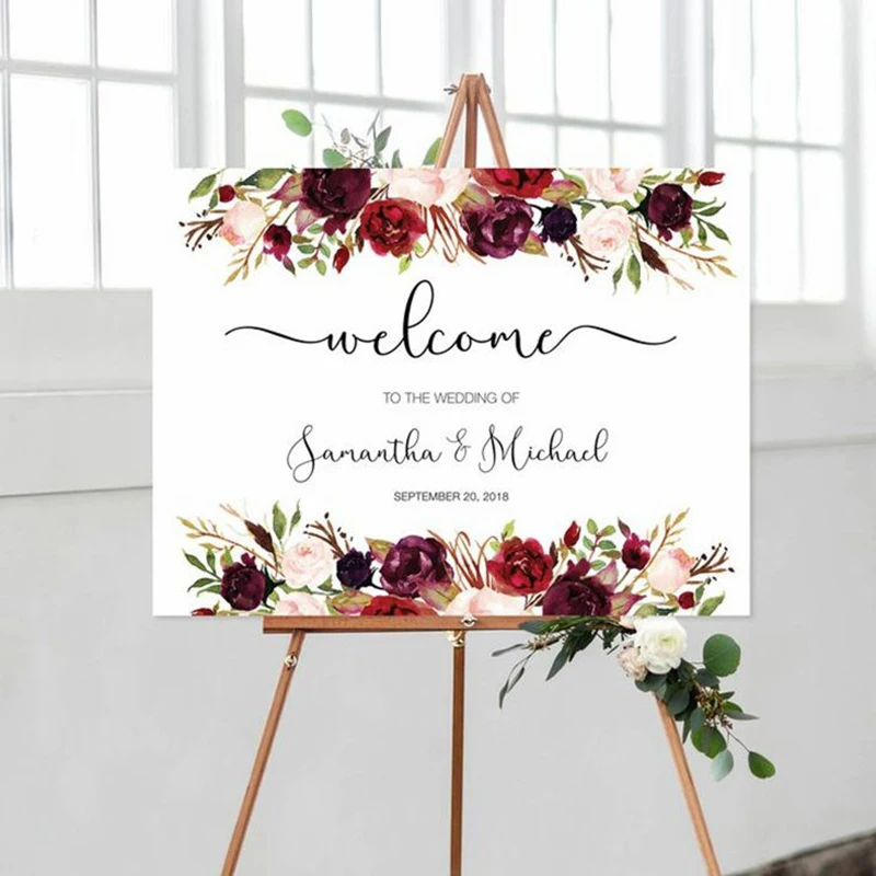 Floral Custom Wedding Welcome Sign/Print Wedding Decor Celebration Rustic 