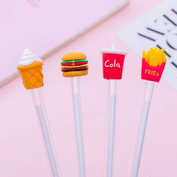 

1 Pcs Lytwtw's cute kawaii Creative Fast Food Hamburger Cola School Office Stationery Gel Pen sweet lovely funny fries Ice Cream