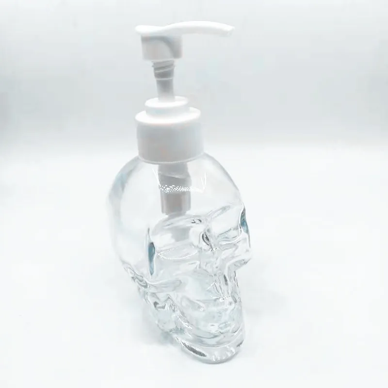 B 180ML 1piece Год 180 мл креативный Стеклянный Череп для мытья рук жидкий розлив отель мыло диспенсер эмульсия бутылка ванная комната подарок на Хэллоуин - Цвет: B 180ML 1piece