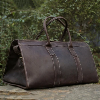 

ROCKCOW Vintage Crazy Horse Leather Travel Bag Leather Tote Luggage Bag Overnight Bag MG32