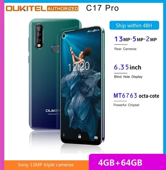 Перейти на Алиэкспресс и купить OUKITEL C17 Pro смартфон с 6,35-дюймовым дисплеем, процессором MTK6763, ОЗУ 4 Гб, ПЗУ 64 ГБ, 2,0 ГГц