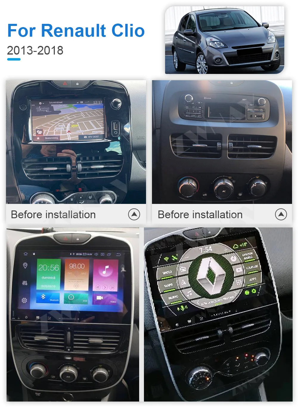 Sjov Ingen måde Stå op i stedet Carplay Video GPS For Renault Clio 2013-2018 Radio Bluetooth Automotive  Multimedia Central Android Auto Screen Stereo Head Unit - AliExpress