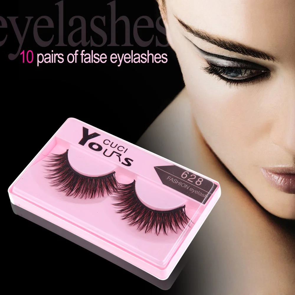 

10 Pairs False Eyelashes Pure Hand-made Thick Long Voluminous Fake Lashes Eye Make Up Tools for Women