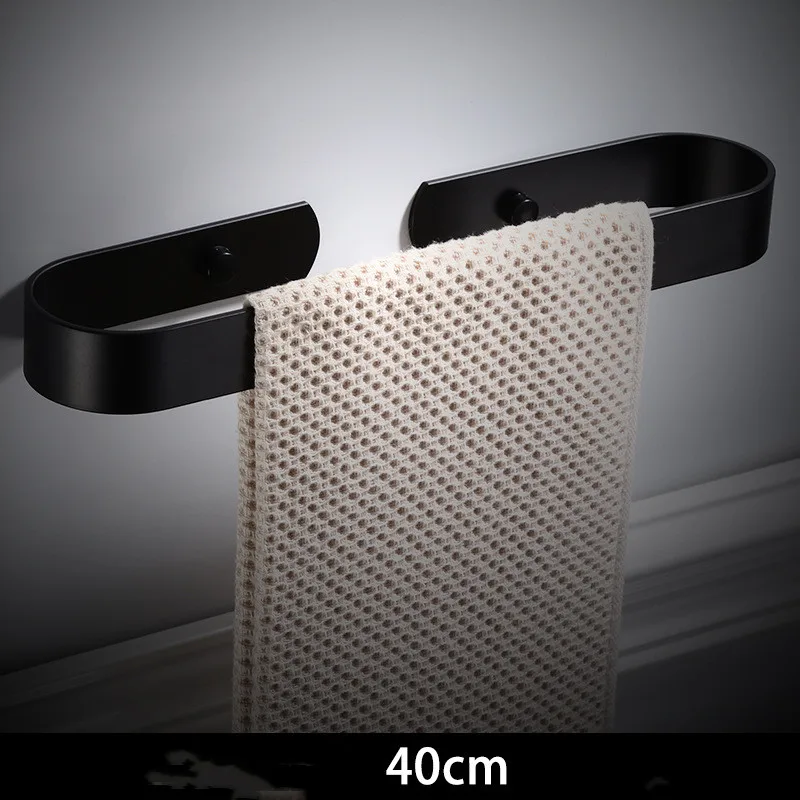 black 40cm Vidric кольцо для полотенец алюминиевое черное или белое туалетное полотенце вешалка полка для хранения нет необходимости Дрель аксессуары для ванной комнаты полотенце бар полотенце R - Цвет: black 40cm
