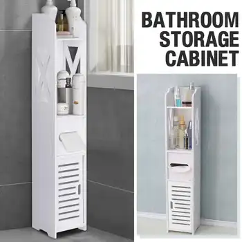 

Moisture-proof storage corner/side cabinet organizer bin drawers with toilet paper holder stand function bathroom shelves