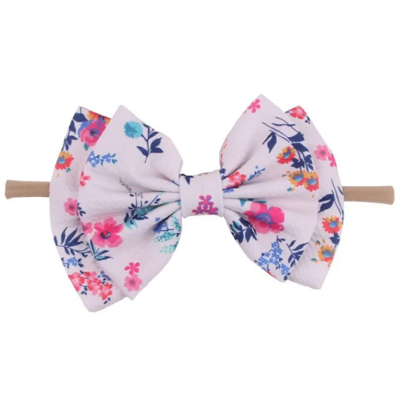 10pcs/lot Double Layer Hair Bows Elastic Nylon Headband Halloween Leopard Fruit Printed Nylon Hair Band Girls Hair Accessories - Цвет: 7