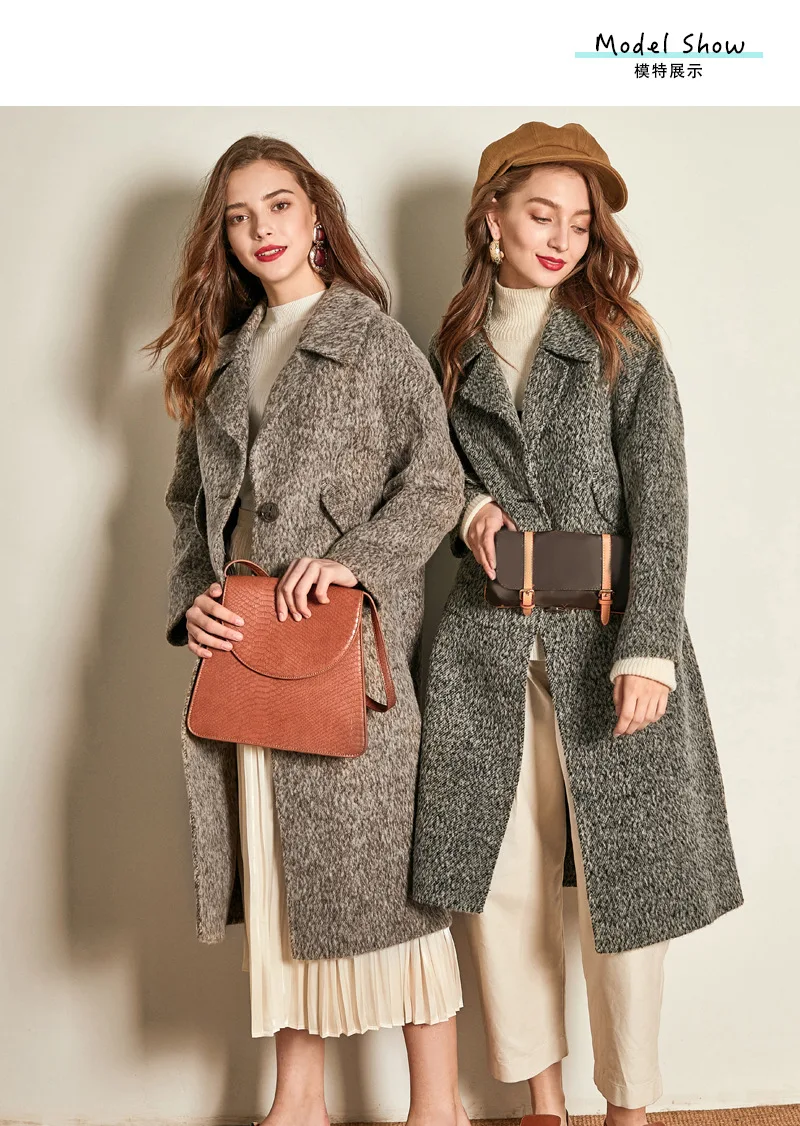 women's winter coats dark grey Double-sided wool cashmere outwear autumn plus size ladies fashion jackets long free ship
