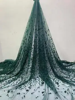 

High Quality Sequins Lace Fabric French Net Embroidery Tulle With Beaded Lace Fabric For Wedding Party Dress African Lace Fabric