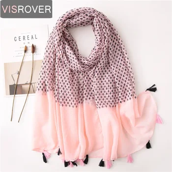 

Visrover New Summer Tropical Beach Scarves Shawl Pink Scarf Geometric Print Scarf Rectangle Women Scarfs With Tassel Wholesales