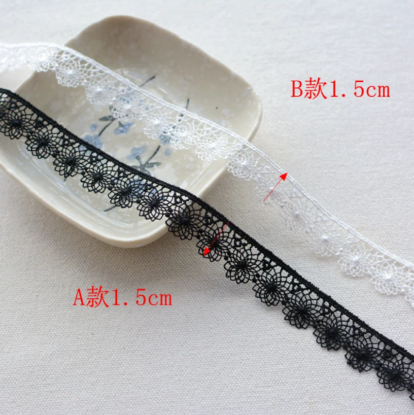 Lace ribbon 5 Yards/lot width 1.5cm floral embroidered black white hollow lace fabric DIY crafts sewing for garment cheongsam lace ribbon lace fabric lace sewing accessories lace sewing supplies lace accessories