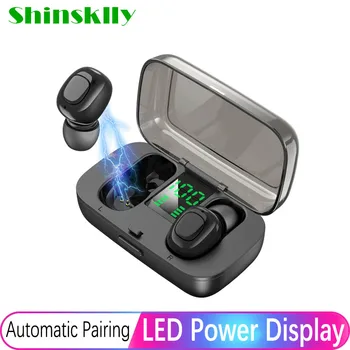 

True wireless earphones Mini Bluetooth 5.0 Sport earbuds noise cancelling LED Display Gaming headset with microphone for xiaomi