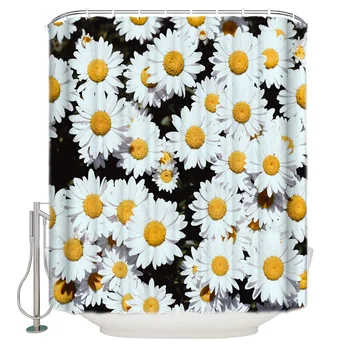 

WARMTOUR Shower Curtain Small Daisy Flowers Bath Curtains Bathroom Decor with Hooks