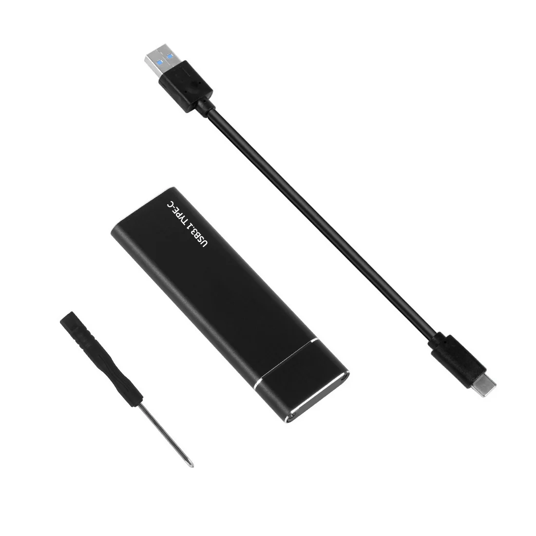 USB3.1 Тип C к M.2 NGFF SSD конвертер адаптер Внешний Корпус чехол алюминиевый сплав твердотельный мобильный жесткий диск адаптер - Цвет: Black USB3.0 Cable