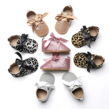 

New Multicolor First Walkers Newborn Baby Sequins Girls PU Shoes Spring Autumn Fashion Lace Up Bowknot Anti-skid Kids Shoes J2