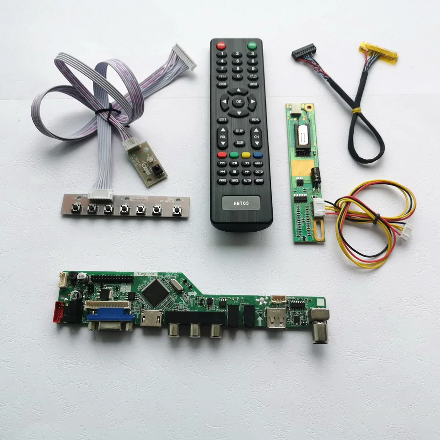 Для LTN141AT02-301/501 ЖК-дисплей Панель T. V56 плата контроллера VGA HDMI AV USB RF 1CCFL 30Pin LVDS пульт дистанционного управления+ инвертор+ клавиатура комплект