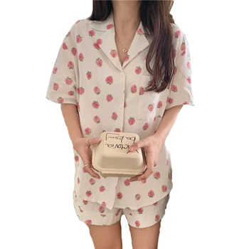 

YAHOUHEI Sweet and lovely short sleeve top in spring and summer pajamas set