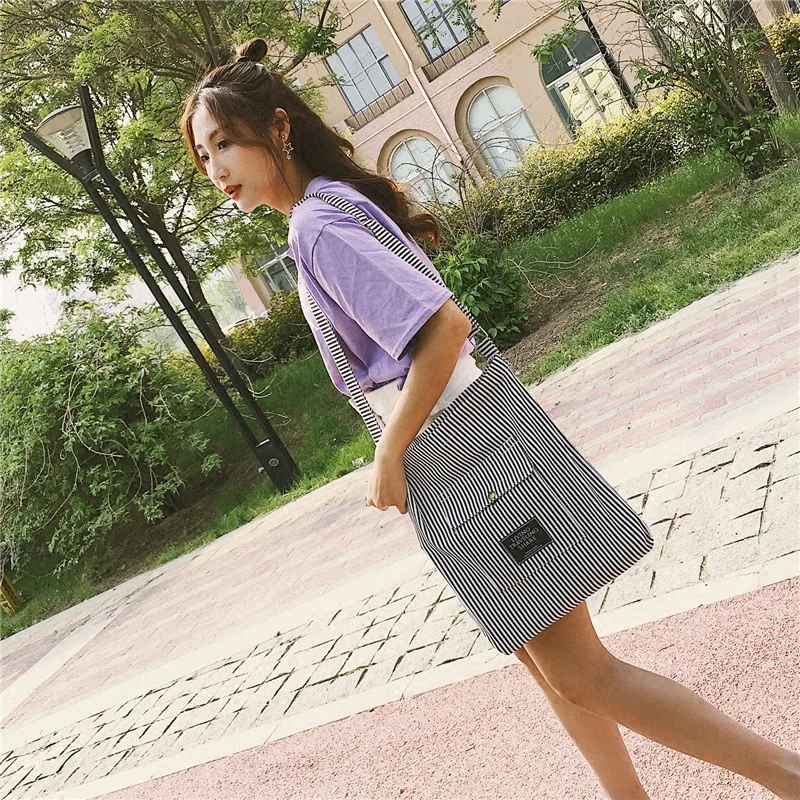 

Wholesale Customizable INS Canvas Bag New Style Fashion Stripes Shoulder Bag Women's Simple Students Shoulder Bag a Generation o