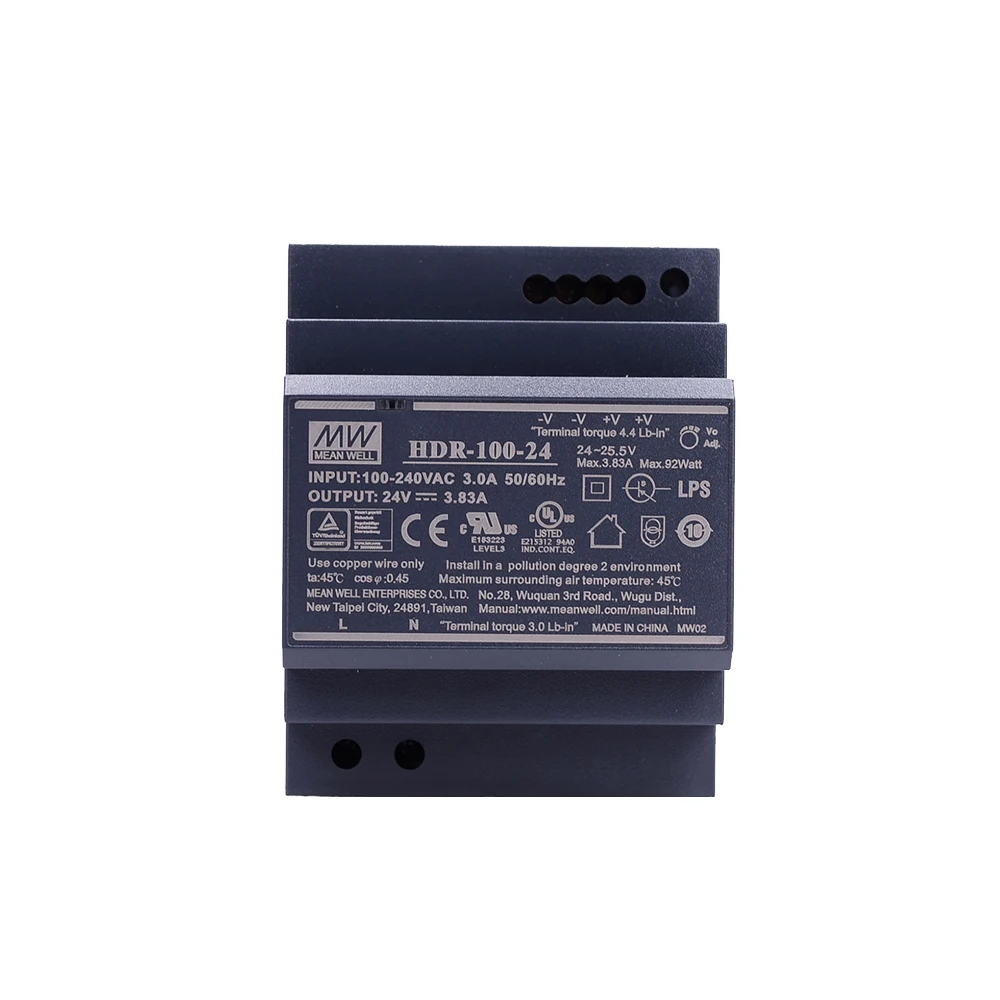 Оригинальный Mean Well HDR-100-24 meanwell 24V DC 3.83A 92W ультратонкий блок питания на DIN-рейке |