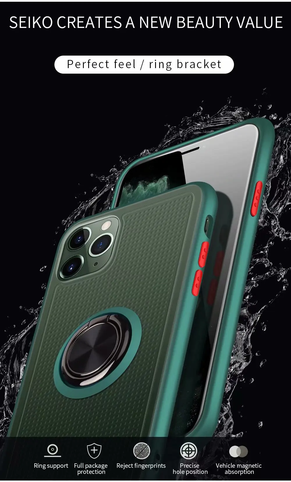 Для iphone 11 чехол, роскошное металлическое кольцо с кронштейном, защита от падения cas e PC+ TPU, автомобильное зарядное устройство для iphone 11 pro Max, чехол для телефона