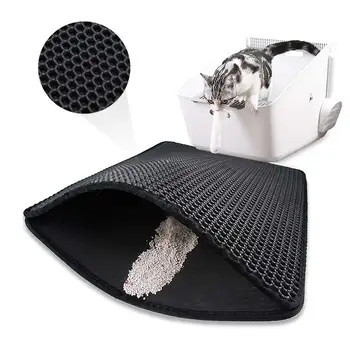 

Cat Iitter Mat Waterproof EVA Double Layer Trapper Mats Bottom Non-slip Clean Pad Large Cat Mat Layer Indoor Cats Accessories