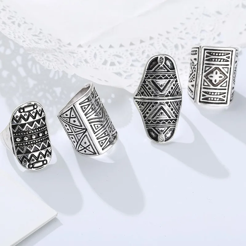 Богемный фирменный дизайн, винтажный набор колец, античное золото, серебрянное покрытие, мужские Т-кольца для женщин/мужчин, 4 шт. в стиле панк, бохо-кольца