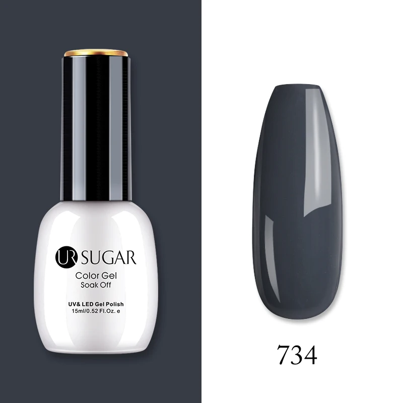 734 Ur Sugar, 15 мл, Цветной Гель-лак, гибридный лак для ногтей, для маникюра, УФ-светодиодный Полупостоянный гель для ногтей, впитывающий Гель-лак, базовое верхнее покрытие - Цвет: 734