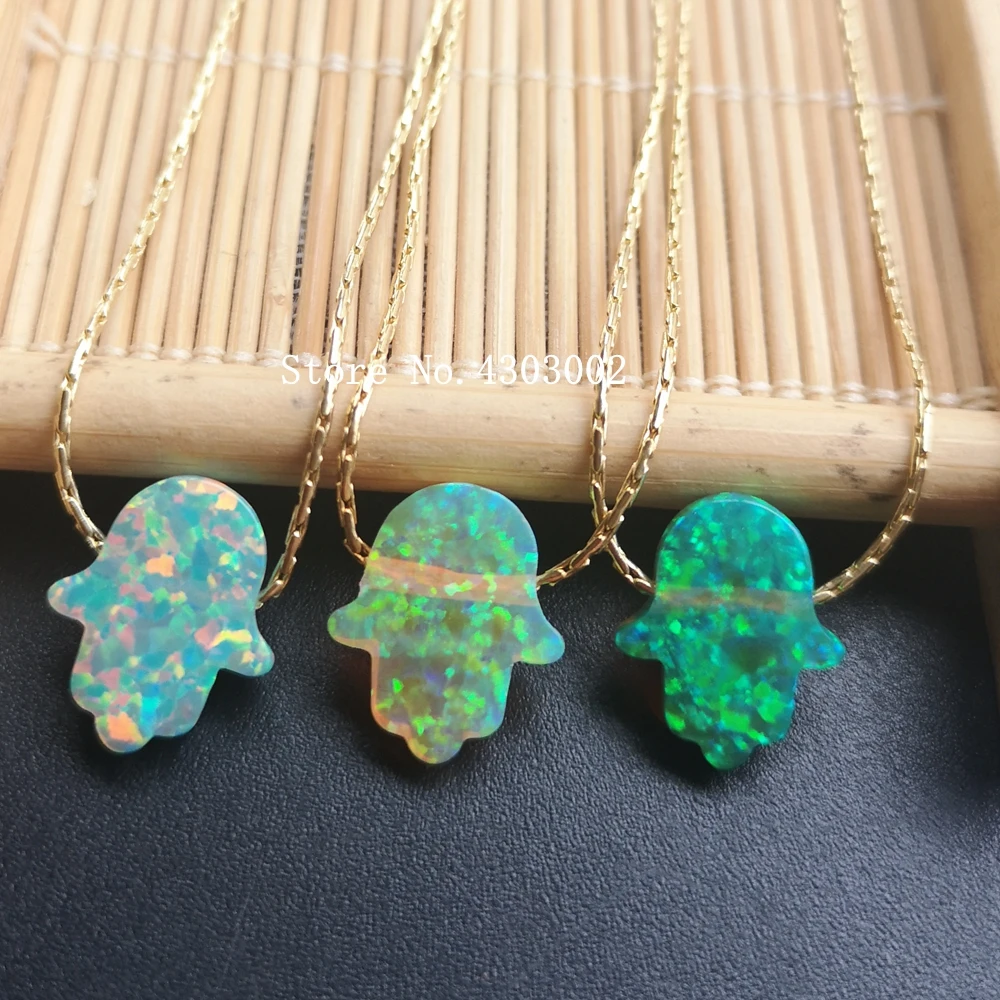 Promotion! 11x13mm 925 Sterling Silver Hamsa &amp Hand Opal Necklace for women Gift opal necklace | Украшения и аксессуары