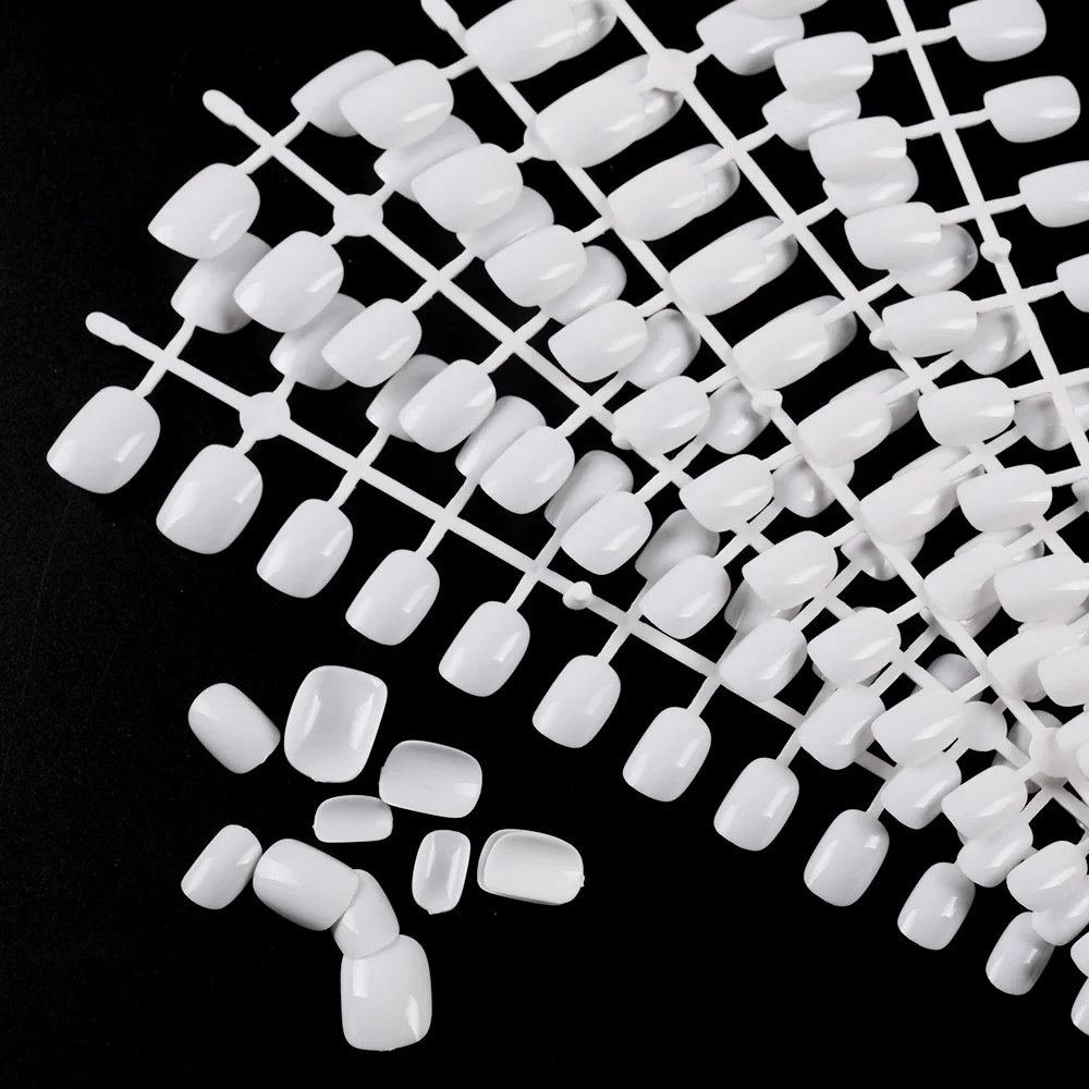 

120pcs/lot Children Fake Nails White Short Square Full Cover 12 Sizes Clean Fake Nails Tips for Kids