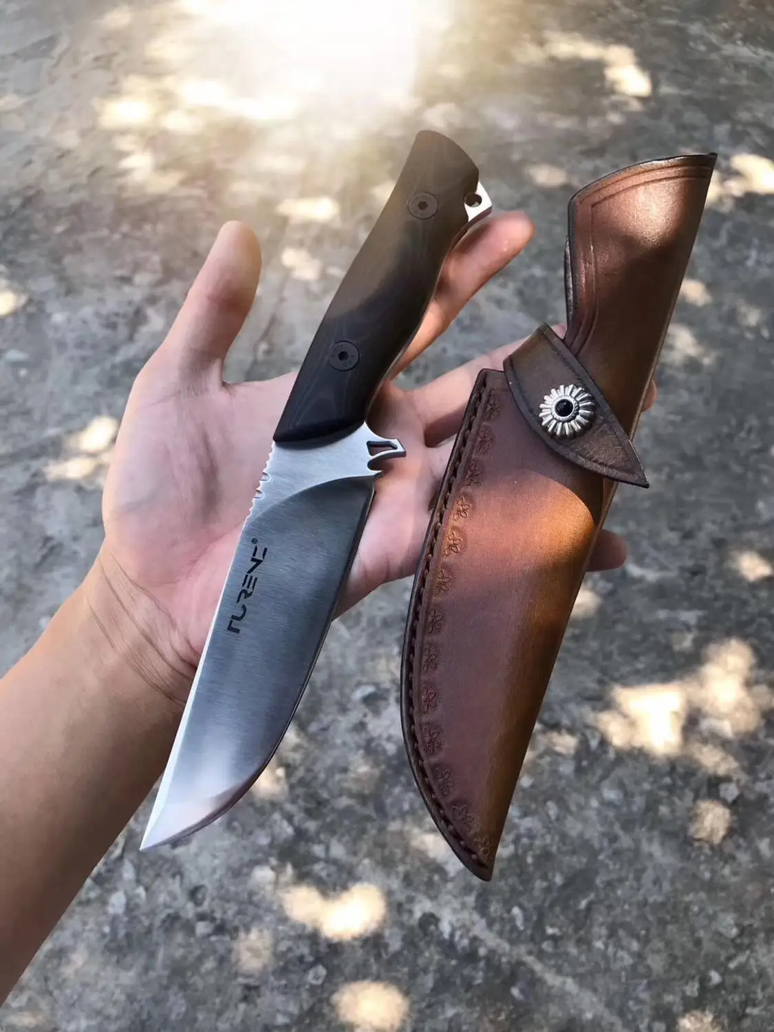 Прямой нож DC53 из легированной стали с атласным лезвием полностью Tang G10