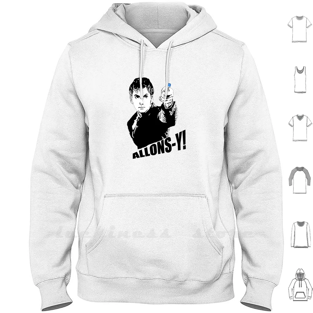Allons-Y! Felpa Con Cappuccio Manica Lunga David Tennant Matt Smith Cacciavite Tardis Who Torchwood Billie Piper Rose