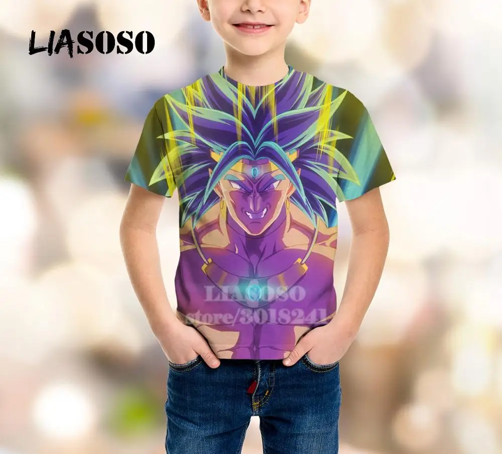 

LIASOSO Children Teens Broli Sweatshirt 3D Print Dragon Ball T Shirt Kids Top Boy Girl Short Sleeve Baby O Neck Pullover B157-01