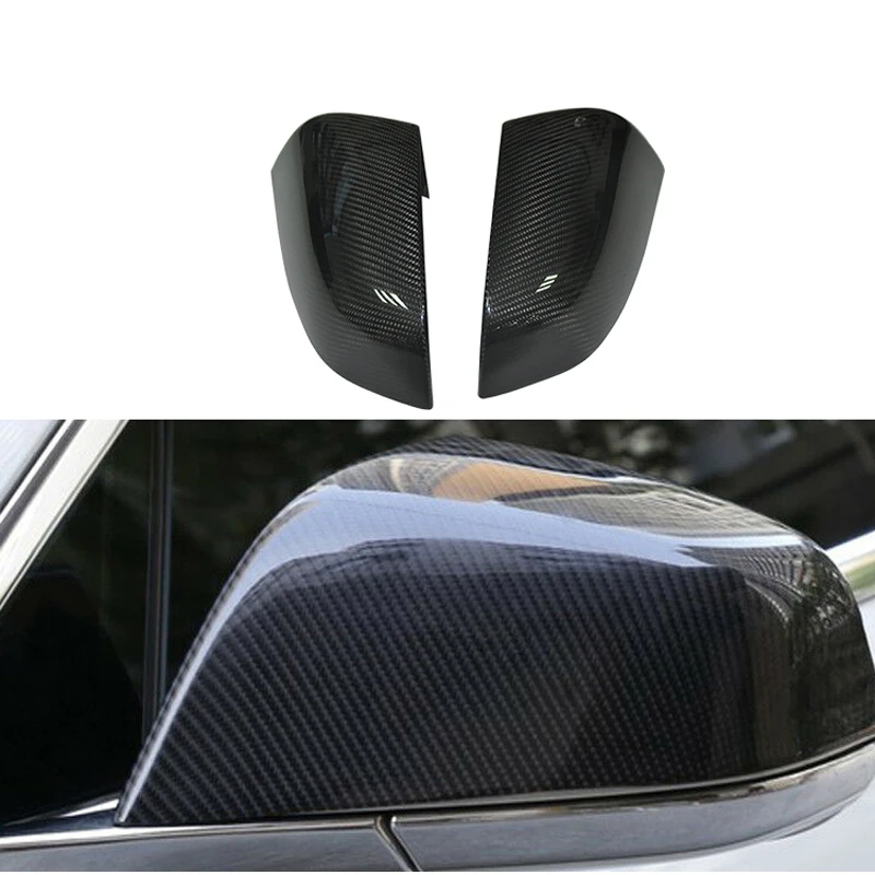 Glossy Black Real Carbon Fiber Side 2pcs Mirror Cover 4 door sedan rear view mirror cover For Tesla Model S