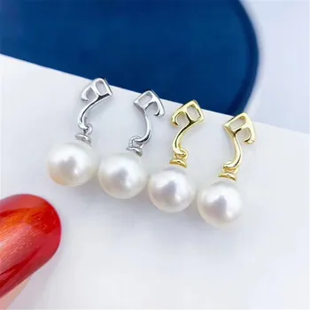 

HOT High Quality S925 Sterling Silver Stud Earrings Settings DIY Pearl Earring Hooks Findings Women's Jewelry Making Accessories