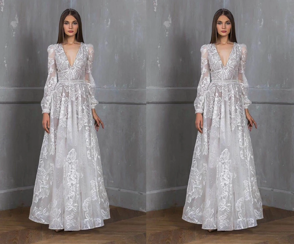 boho embroidered wedding dress