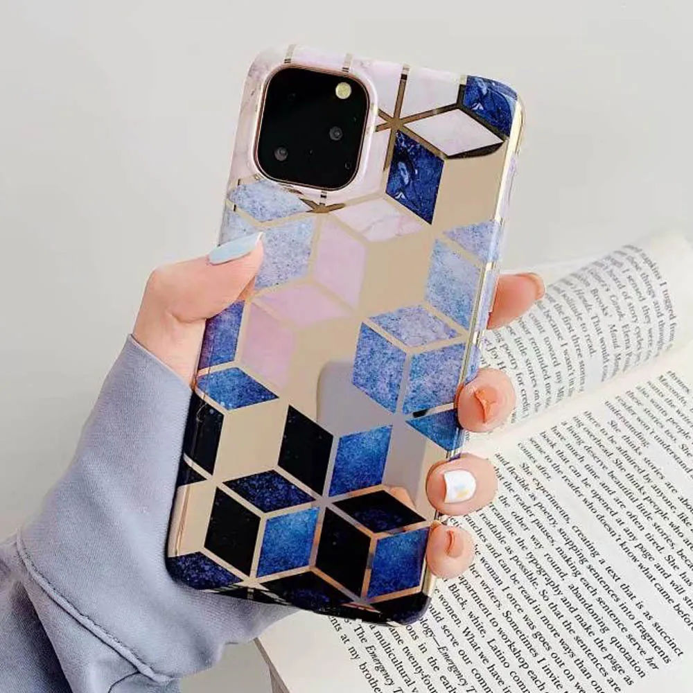 QXCLT Покрытие геометрический мраморный чехол для iphone 7 XR 11 Pro Max чехол для iphone X XS Max 8 7 6 6S Plus чехол для телефона силиконовый мягкий чехол - Цвет: QXCLT