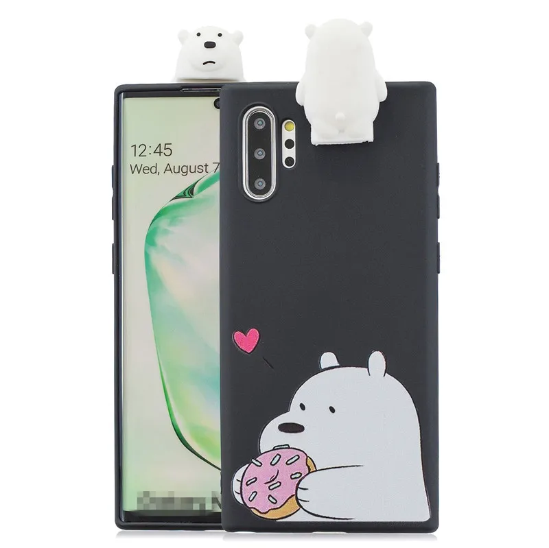3D мягкий ТПУ чехол для samsung Note 10 Plus 9 8 панда Единорог кошка Медведь чехол для Galaxy S8 S9 S10 Plus S10E Поддержка Подставка для телефона - Цвет: Black Bear