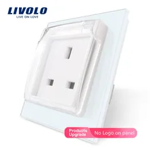 Livolo ЕС стандарт США розетка, белая стеклянная панель, 110~ 250 В 16А настенная розетка, C7C1USWF, с водонепроницаемой крышкой, без логотипа