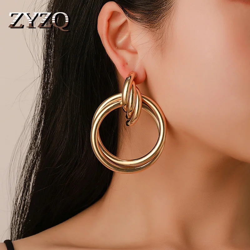 

ZYZQ New Sexy Hoop Earrings Hyperbole Euro Stylish Accessories Trendy Teenager Prefer Statement Big Hoop Earings Wholesale Lots