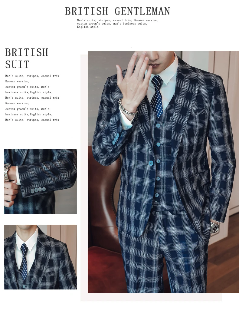 Cotume Homme, мужские повседневные свадебные костюмы, костюмы женихов, мужские вечерние костюмы, клетчатые костюмы, мужские вечерние костюмы для выпускного вечера