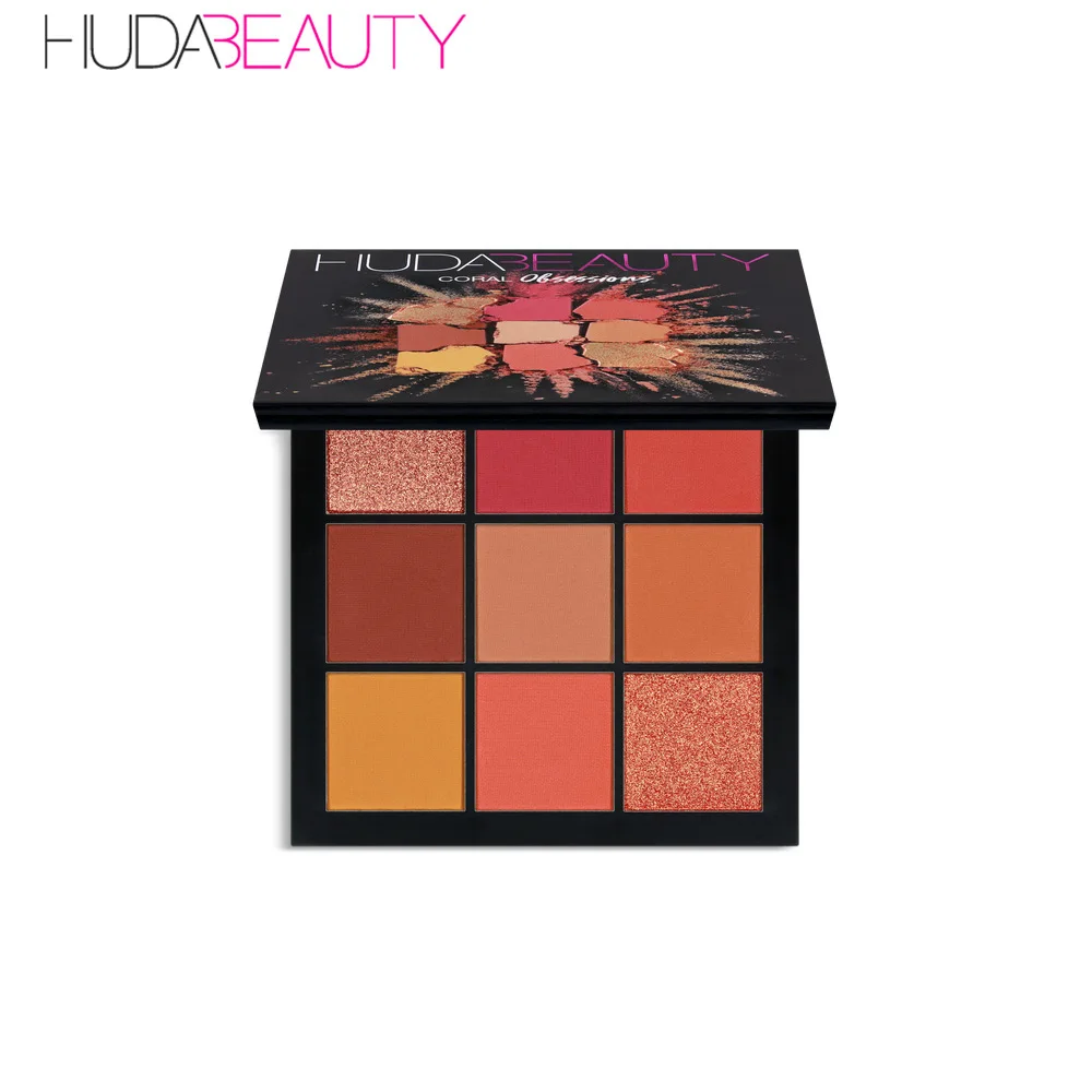 Huda beauty тени для век Палитра матовый пигмент водонепроницаемые Тени Макияж 9 цветов мерцающие тени для век Палитра